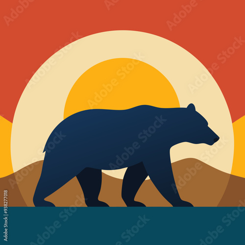 California Bear art vector illustration