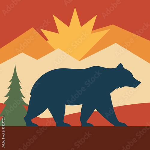 California Bear art vector illustration