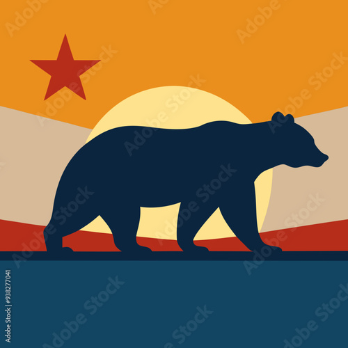 California Bear art vector illustration