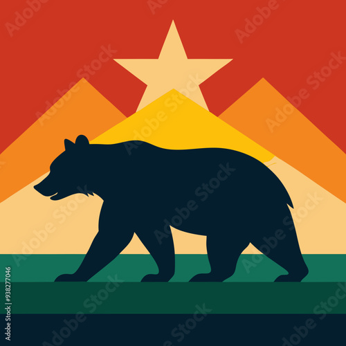 California Bear art vector illustration