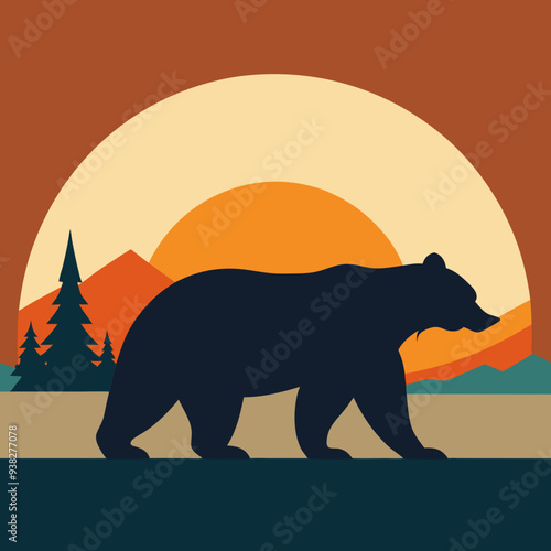 California Bear art vector illustration