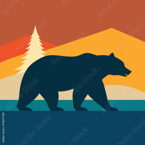 California Bear art vector illustration