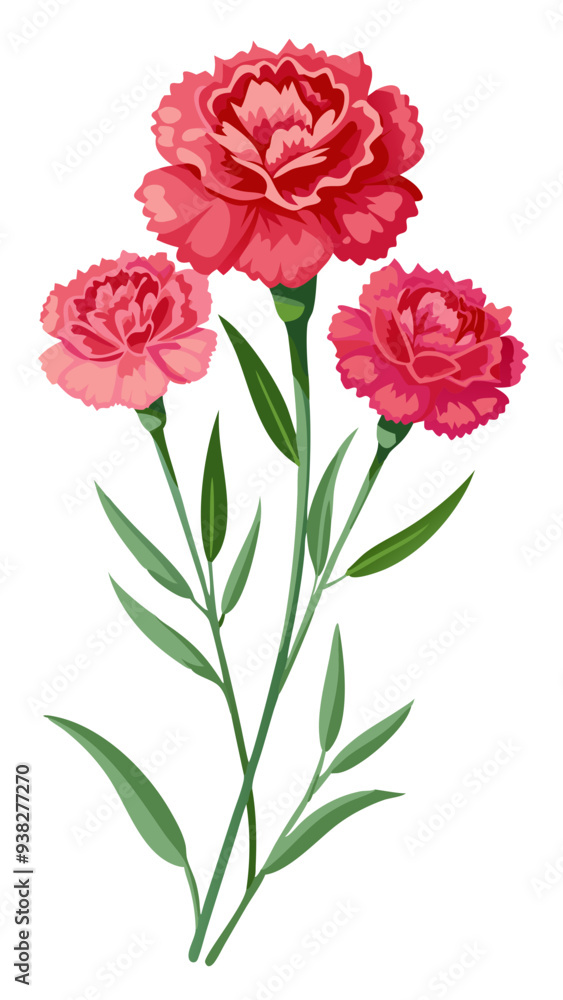 Carnation flower isolated on white background, Carnation illustration, Carnation flower vector Carnation flower isolated on white background, Carnation illustration, Carnation flower vector