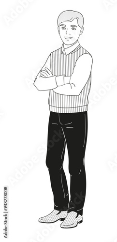 standing schoolboy in school uniform