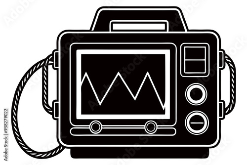 Defibrillator Meter Silhouette Vector Illustration on White Background art vector illustration