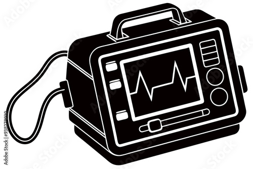 Defibrillator Meter Silhouette Vector Illustration on White Background art vector illustration