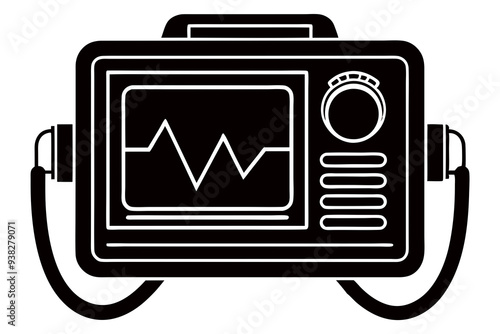 Defibrillator Meter Silhouette Vector Illustration on White Background art vector illustration