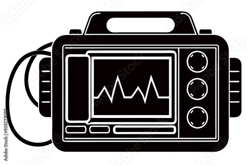 Defibrillator Meter Silhouette Vector Illustration on White Background art vector illustration