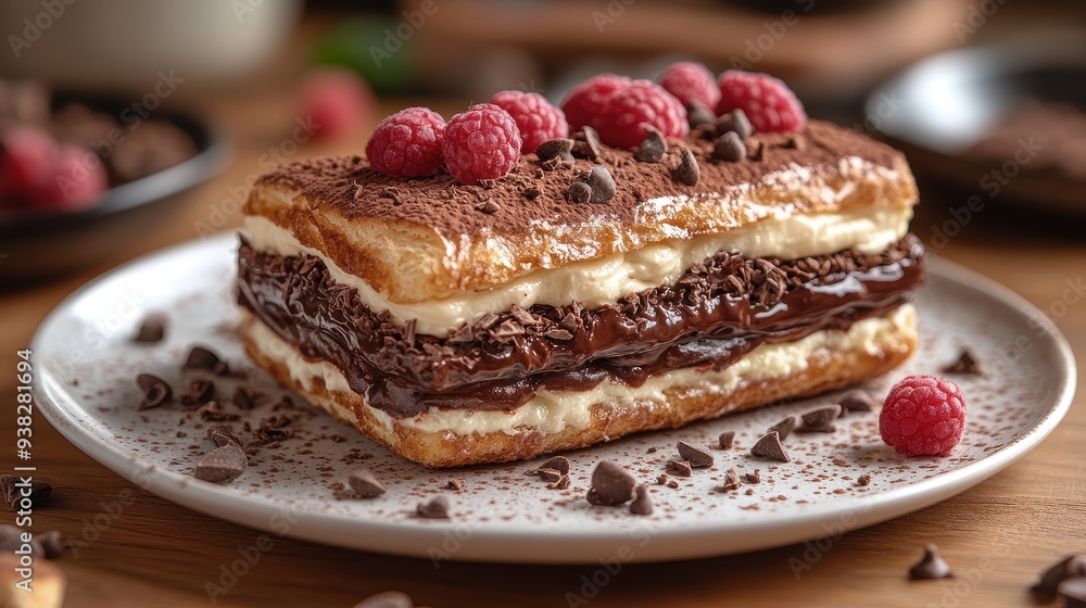 Chocolate Éclair with Layers of Chocolate and Cream on White Plate - High-Resolution Product Photography in Natural Light
Chocolate Éclair with Layers of Chocolate and Cream on White Plate - High-Resolution Product Photography in Natural Light