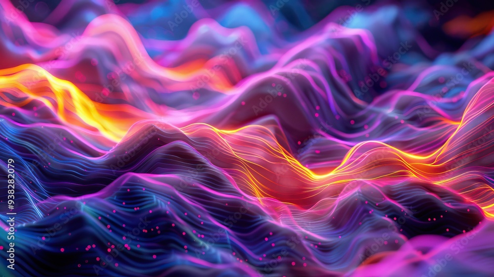 Abstract 3D Neon Waves. AI generated illustration Abstract 3D Neon Waves. AI generated illustration