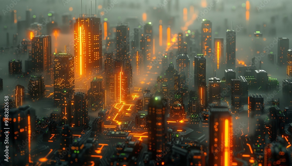 Digital technology background with glowing circuit board lines and light effects Digital technology background with glowing circuit board lines and light effects
