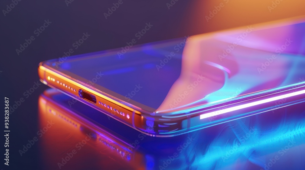 Close-up of a sleek modern smartphone with vibrant colors and glowing edge, showcasing innovative technology and high-end design under dramatic lighting. Close-up of a sleek modern smartphone with vibrant colors and glowing edge, showcasing innovative technology and high-end design under dramatic lighting.
