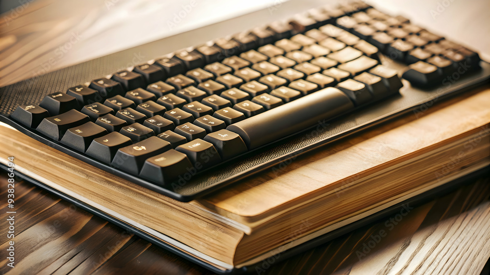 Keyboard with Holographic Shortcuts and Functions isolated on white background. Ideal for remote work productivity. Photo Stock Concept. Keyboard with Holographic Shortcuts and Functions isolated on white background. Ideal for remote work productivity. Photo Stock Concept.