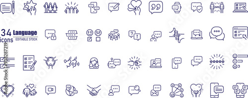 Language stroke icon set.