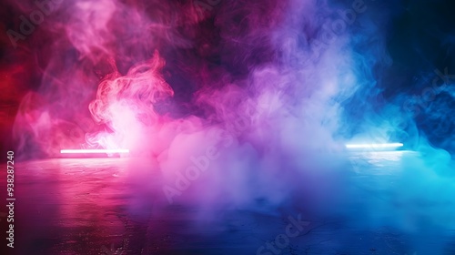 Wallpaper Mural A dreamy abstract background featuring colorful mist with ambient neon lights, designed as a modern minimalistic wallpaper with a grainy texture Torontodigital.ca