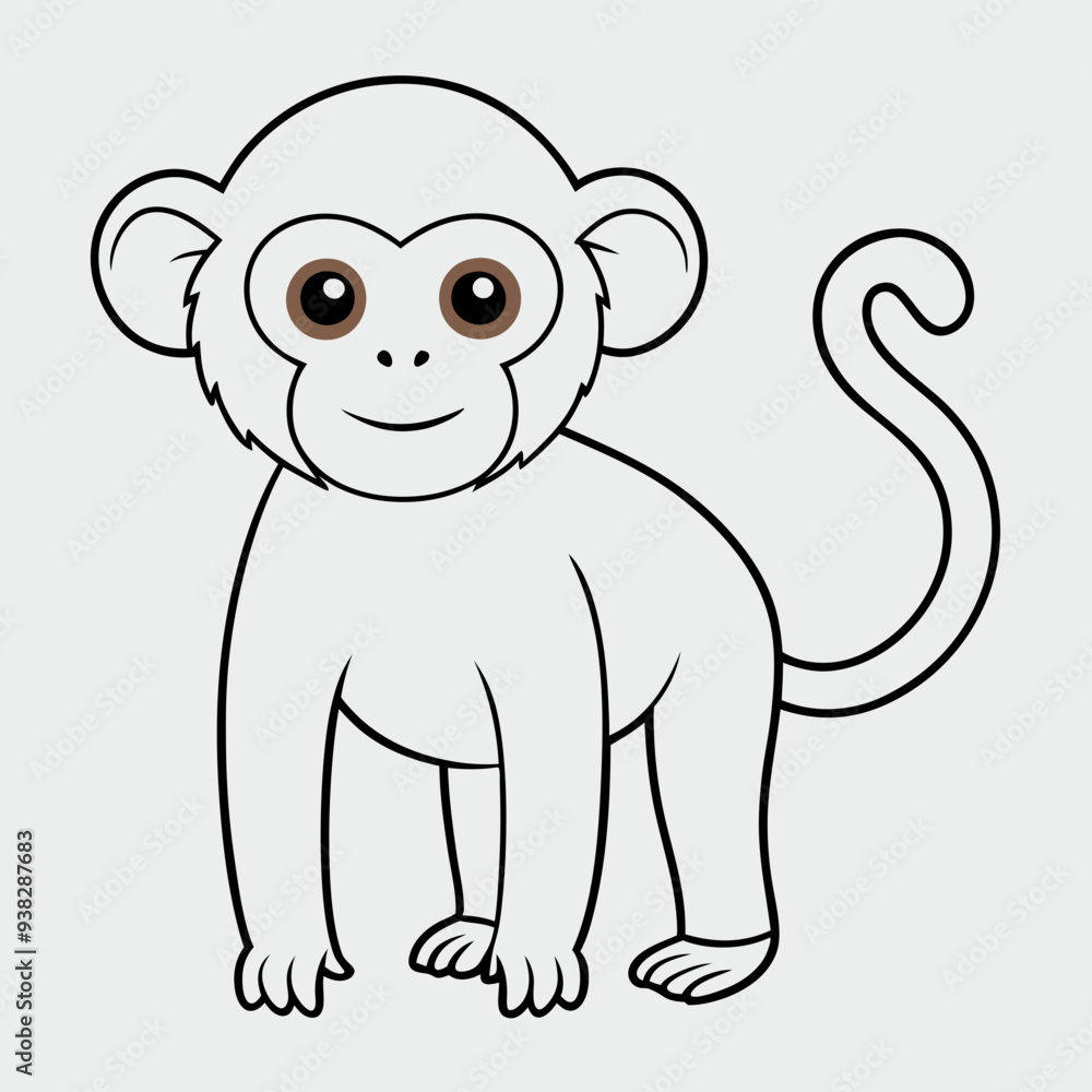 Fototapeta premium White Monkey with Blue Sky Background art vector illustration