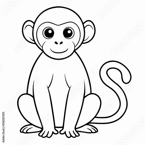 White Monkey with Blue Sky Background art vector illustration