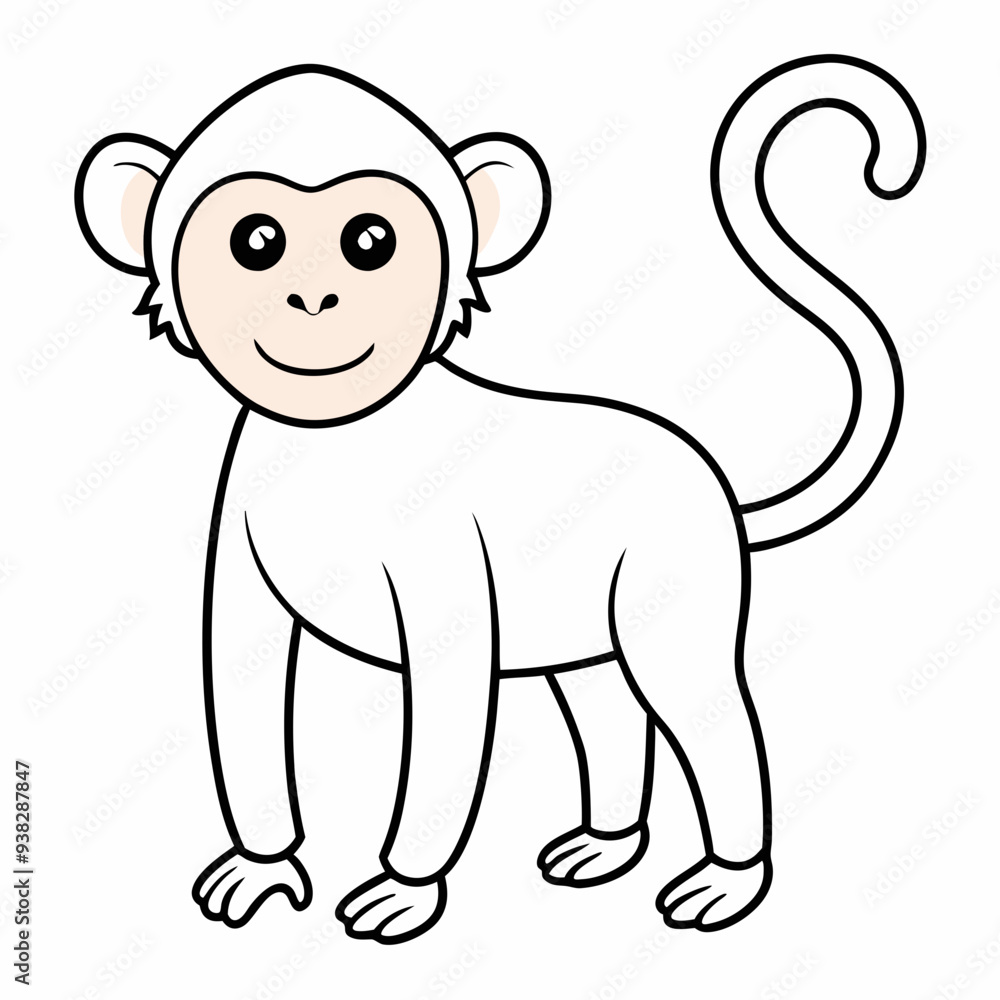 Fototapeta premium White Monkey with Blue Sky Background art vector illustration