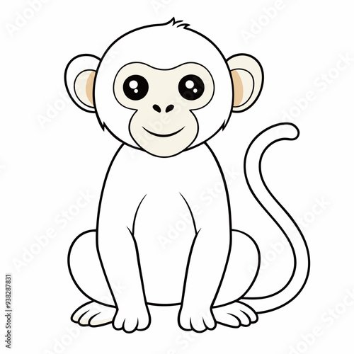 White Monkey with Blue Sky Background art vector illustration