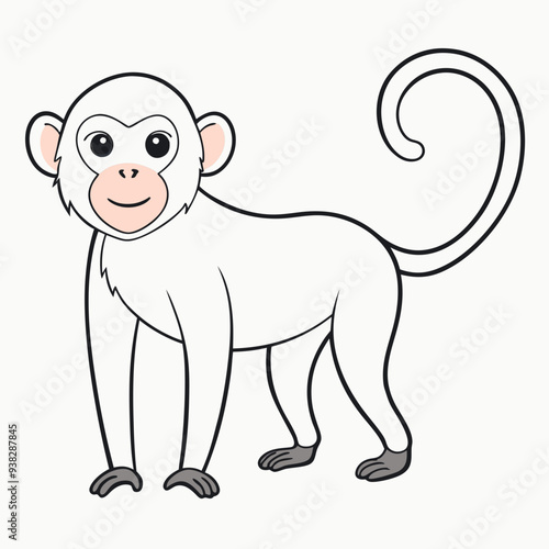 White Monkey with Blue Sky Background art vector illustration