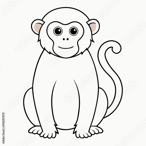 White Monkey with Blue Sky Background art vector illustration