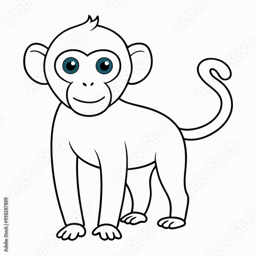 White Monkey with Blue Sky Background art vector illustration