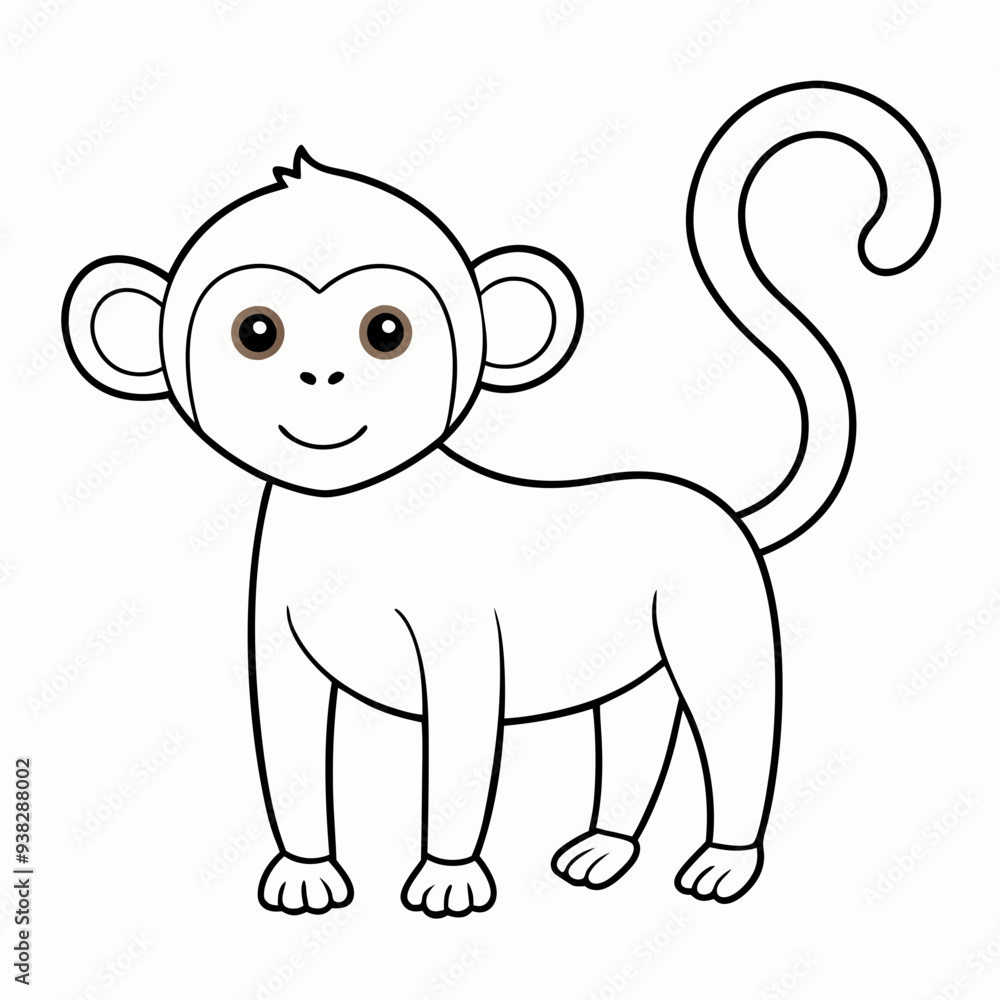 Obraz premium White Monkey with Blue Sky Background art vector illustration