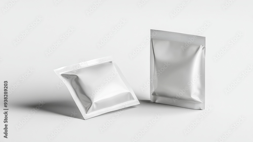 Blank Foil Sachet Packaging Mockup. Blank Foil Sachet Packaging Mockup.