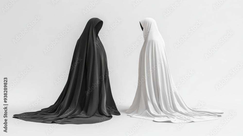 Black and White Figures in Cloaks. Black and White Figures in Cloaks.