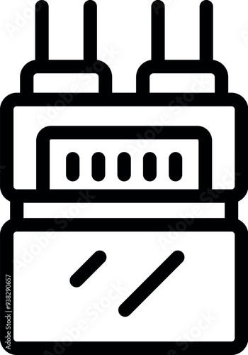 Simple icon of an electric fuse box protecting an electrical circuit, avoiding a short circuit