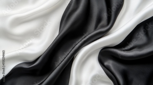 Black and White Satin Fabric Texture.