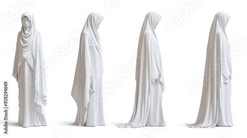 Muslim Woman in White Abaya and Hijab. photo