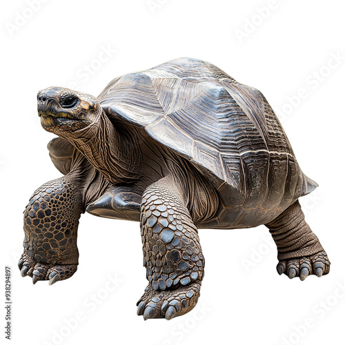 The image shows a galapagos gaint tortoise on a transparent background. generative ai photo