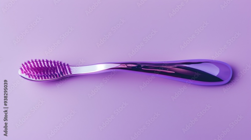 A purple brush with a shiny handle on a purple background, great for art or design projects A purple brush with a shiny handle on a purple background, great for art or design projects