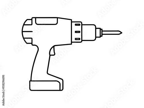 drill silhouette vector illustration, line art