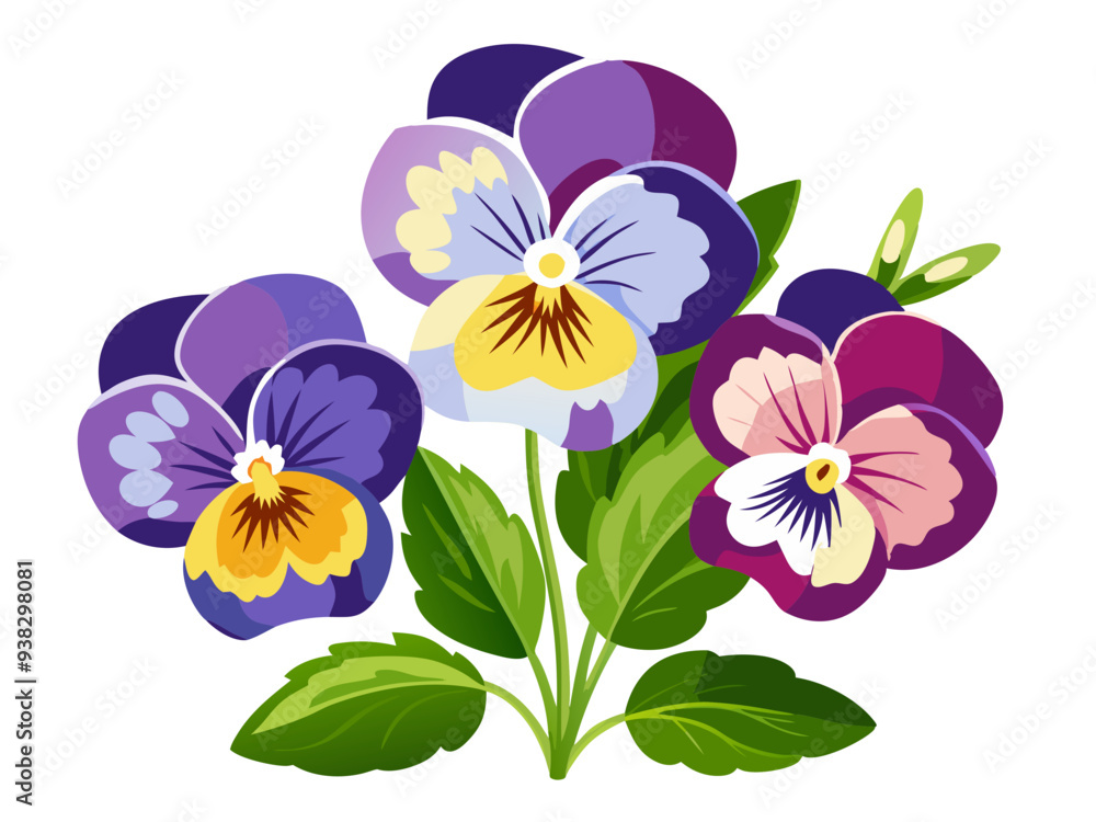 illustration of flower, Pansy flower isolated on white background, Pansy illustration, Pansy flower vector illustration of flower, Pansy flower isolated on white background, Pansy illustration, Pansy flower vector