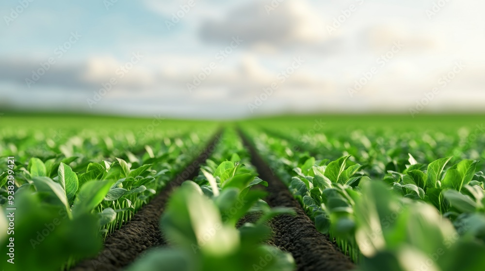 Green Rows of Crops in a Field Green Rows of Crops in a Field