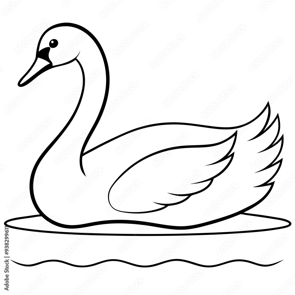 Obraz premium Swan on Serene Lake Art art vector illustration