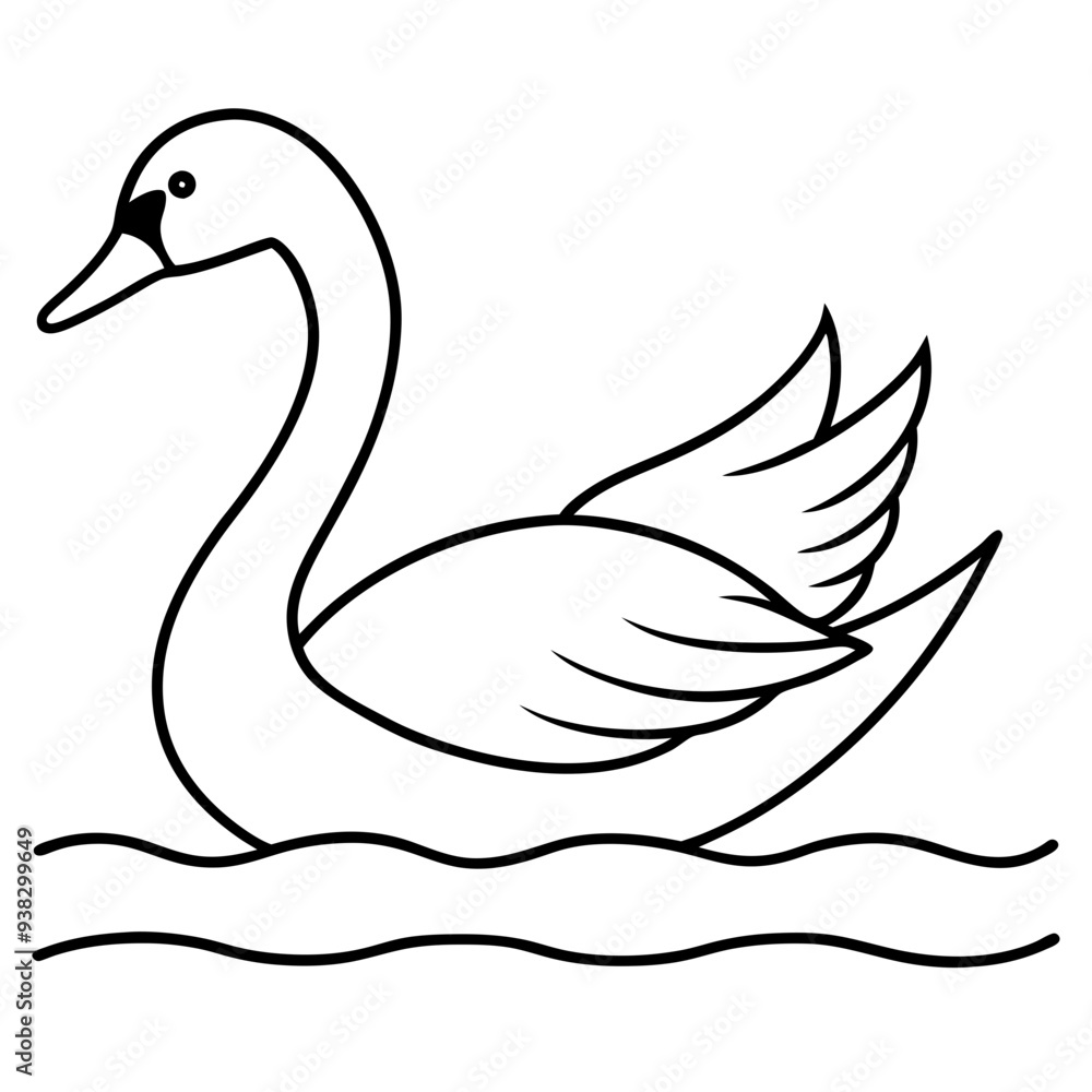 Obraz premium Swan on Serene Lake Art art vector illustration