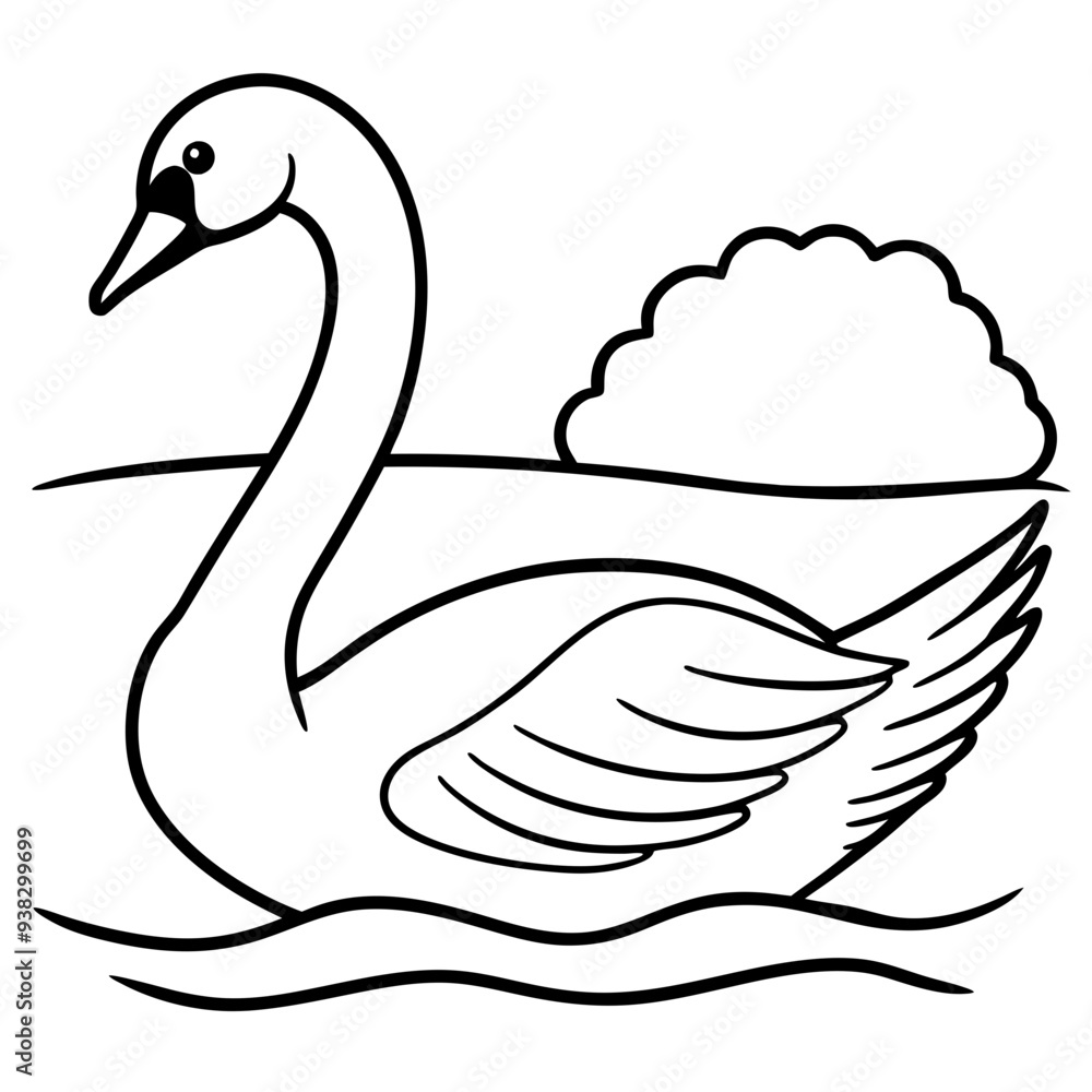 Swan on Serene Lake Art art vector illustration Swan on Serene Lake Art art vector illustration