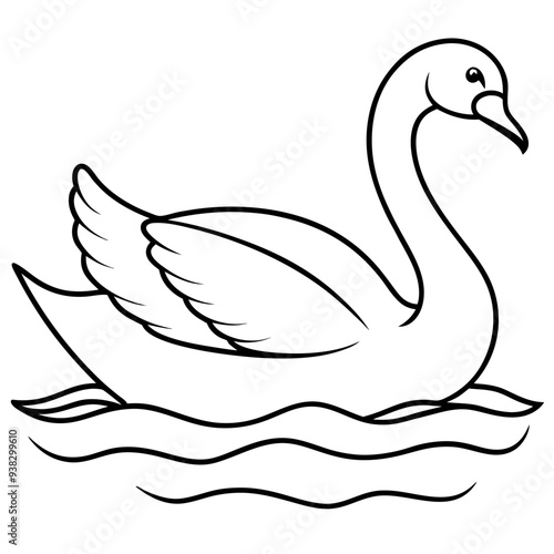 Swan on Serene Lake Art art vector illustration