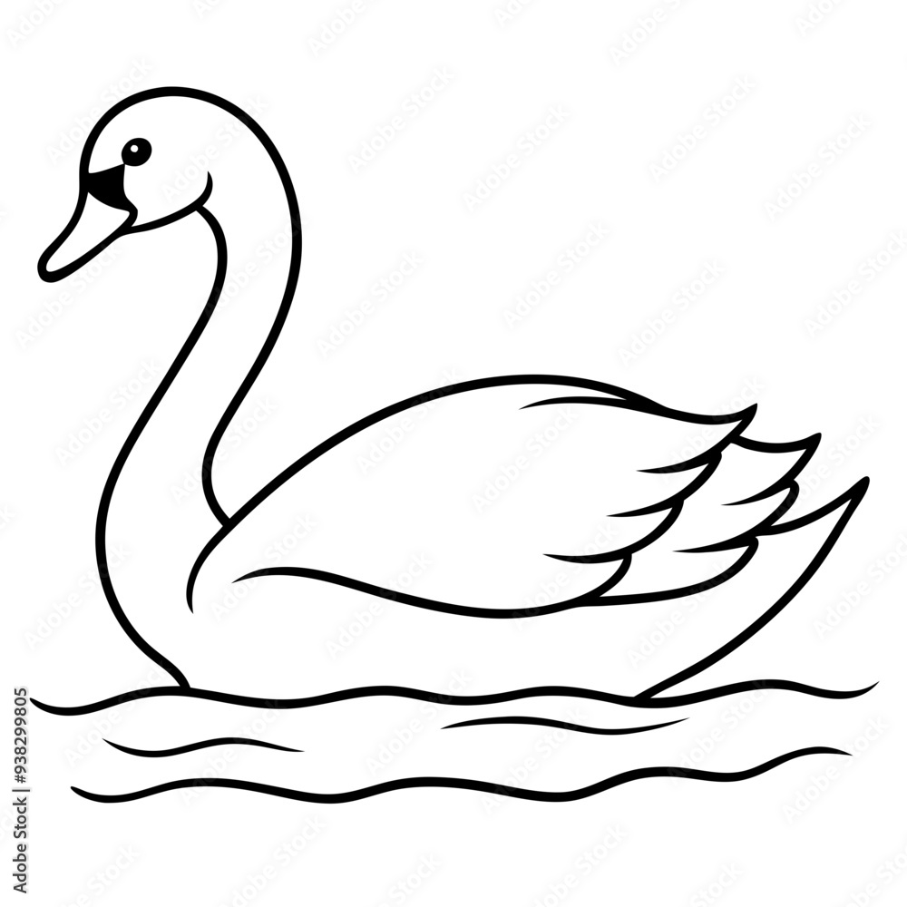 Swan on Serene Lake Art art vector illustration Swan on Serene Lake Art art vector illustration