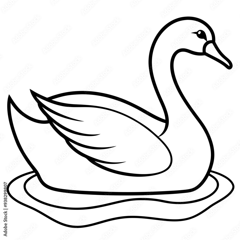 Swan on Serene Lake Art art vector illustration Swan on Serene Lake Art art vector illustration
