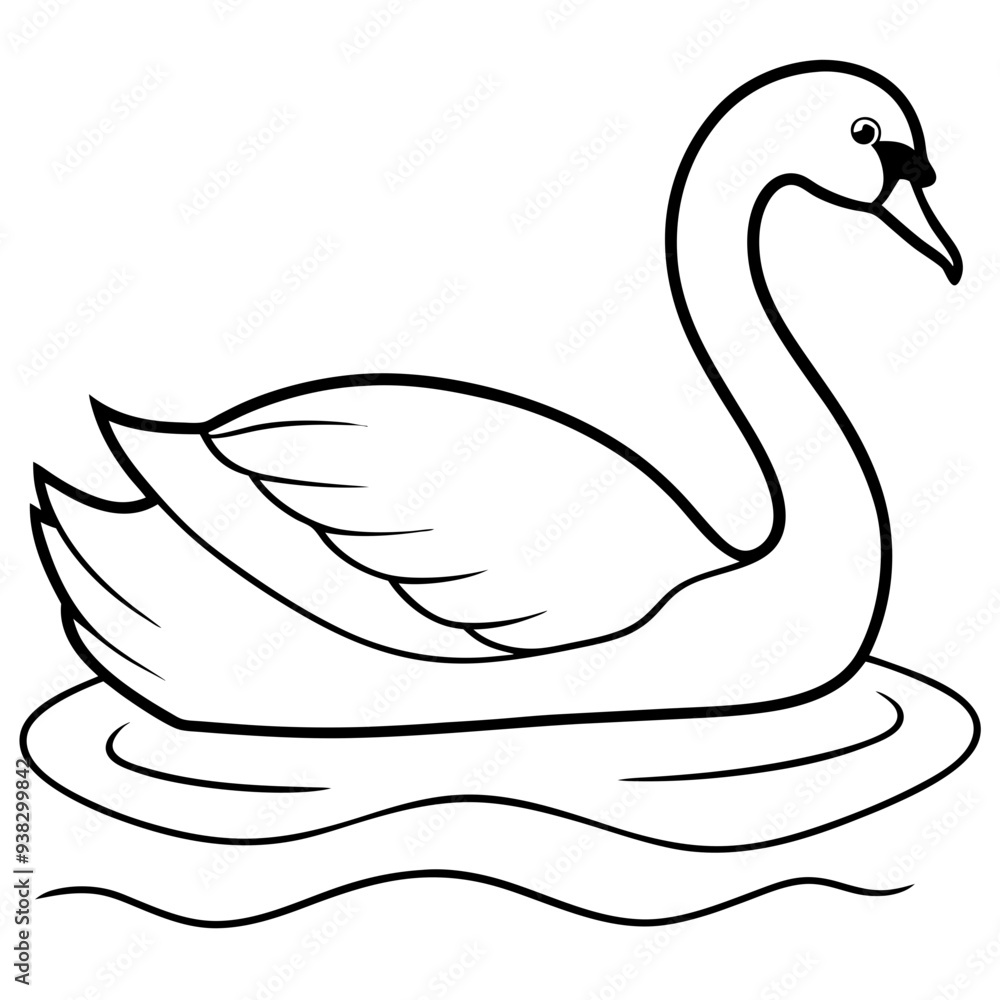 Swan on Serene Lake Art art vector illustration Swan on Serene Lake Art art vector illustration