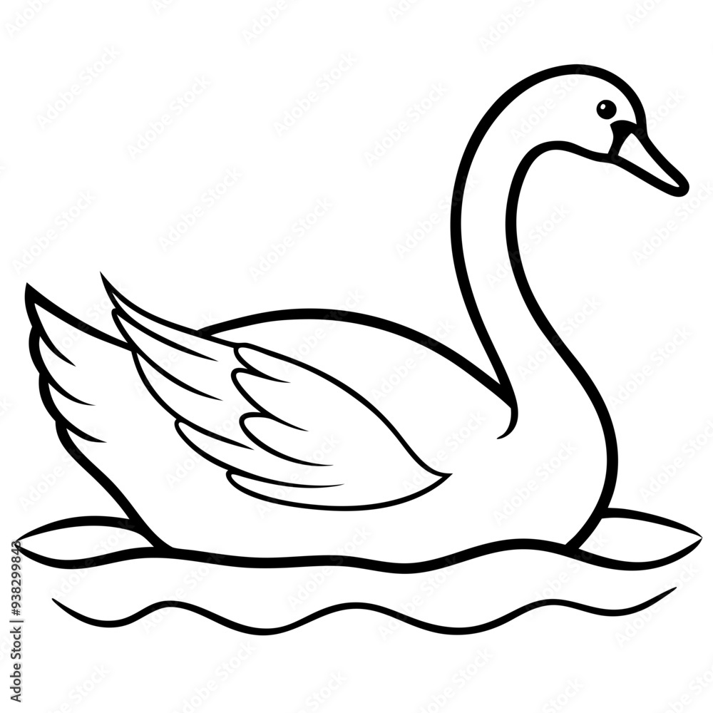 Swan on Serene Lake Art art vector illustration Swan on Serene Lake Art art vector illustration