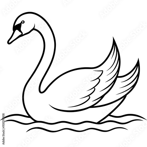 Swan on Serene Lake Art art vector illustration