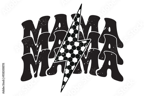 Soccer Mama Retro Mom Lightning Bolt EPS T-shirt Design