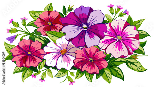 illustration of flower, Petunia flower isolated on white background, Petunia illustration, Petunia flower vector