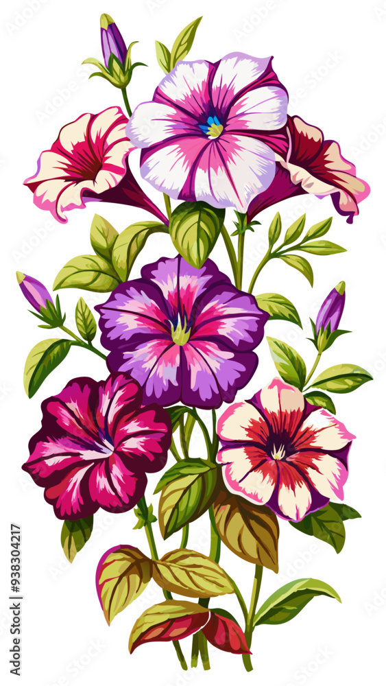illustration of flower, Petunia flower isolated on white background, Petunia illustration, Petunia flower vector illustration of flower, Petunia flower isolated on white background, Petunia illustration, Petunia flower vector