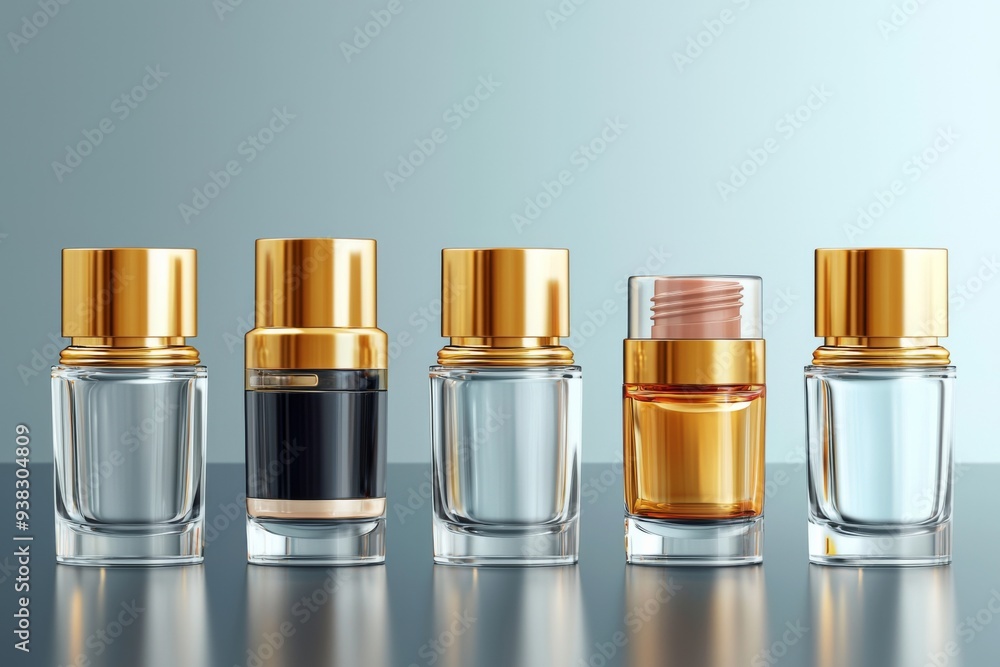 Luxurious cosmetic packaging bottles created with generative AI Luxurious cosmetic packaging bottles created with generative AI